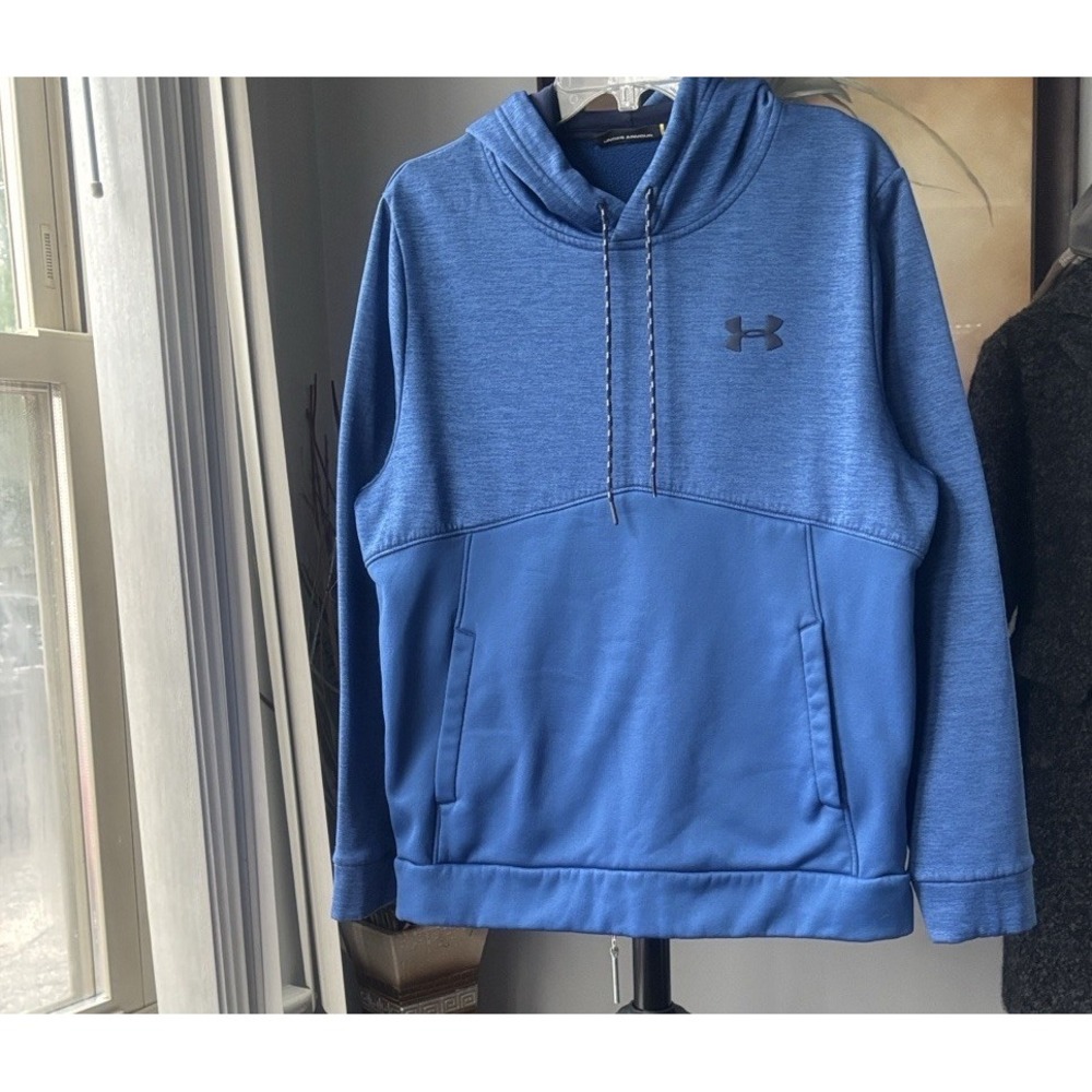 Under Armour Mens Jogging Hoodie Pullover Kangaroo Pocket Logo Blue Size M